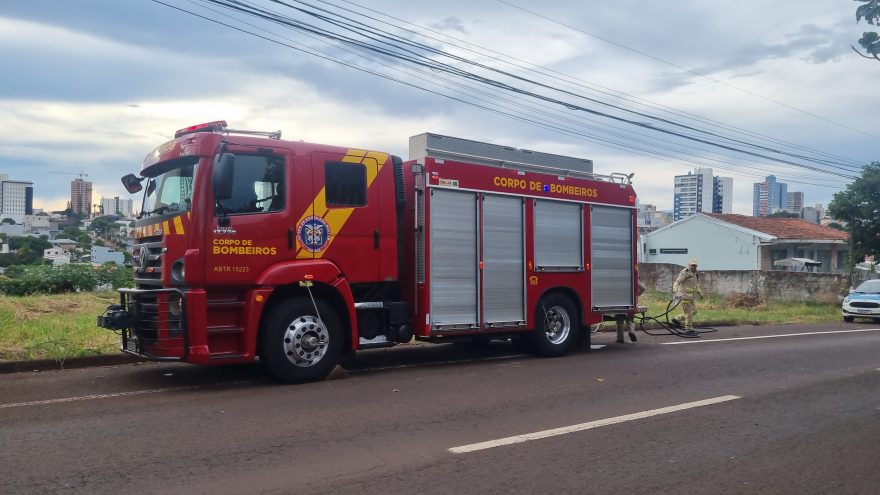Rápida ação dos Bombeiros controla incêndio em lote baldio em Cascavel