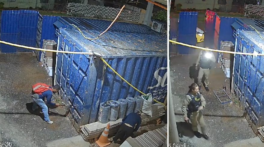 Vídeo mostra ladrões adentrando em obra e furtando vários objetos
