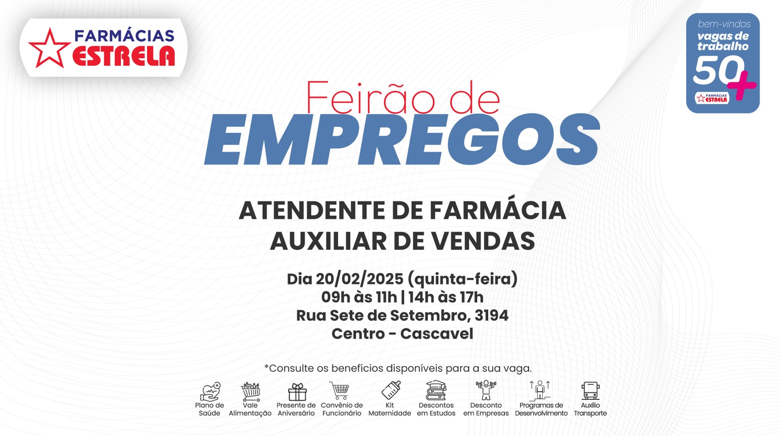 Farmácia Estrela realiza feirão de empregos em Cascavel com diversas vagas