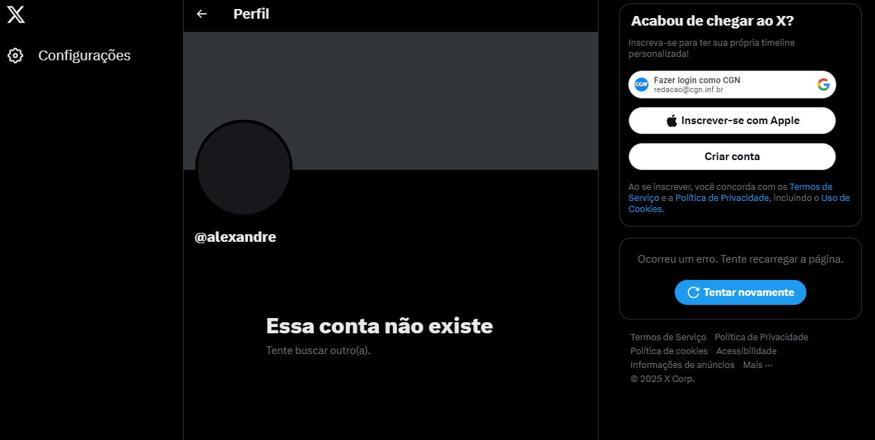 Conta oficial de Alexandre de Moraes na rede social X é desativada