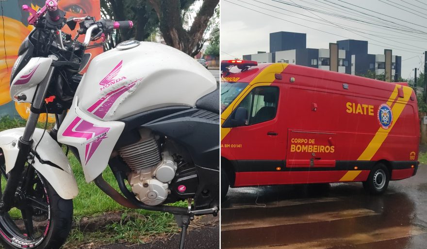 Acidente entre moto e Duster deixa motociclista ferida no Centro