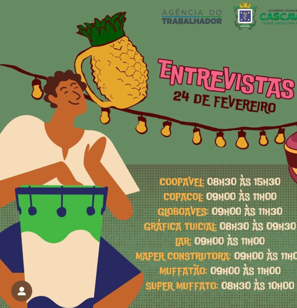 Folia de Vagas: Agência do Trabalhador inicia a semana com 1,2 mil oportunidades de emprego