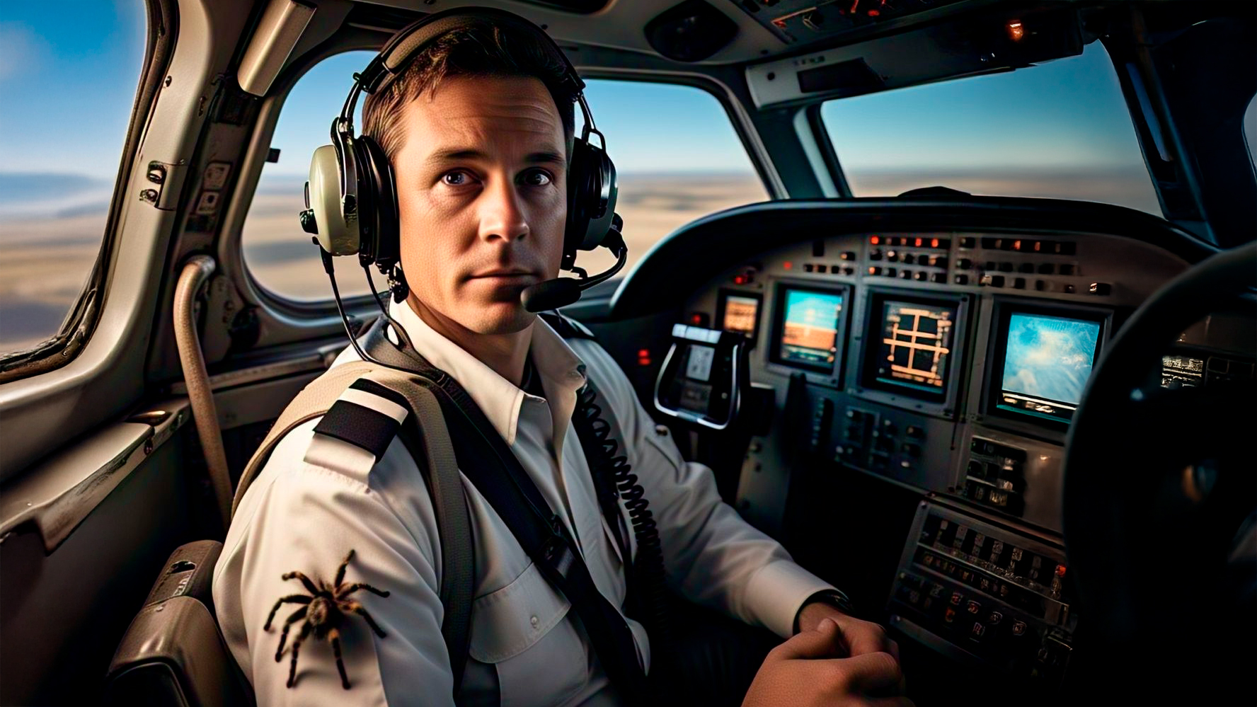 Piloto alérgico é picado por tarântula em voo comercial