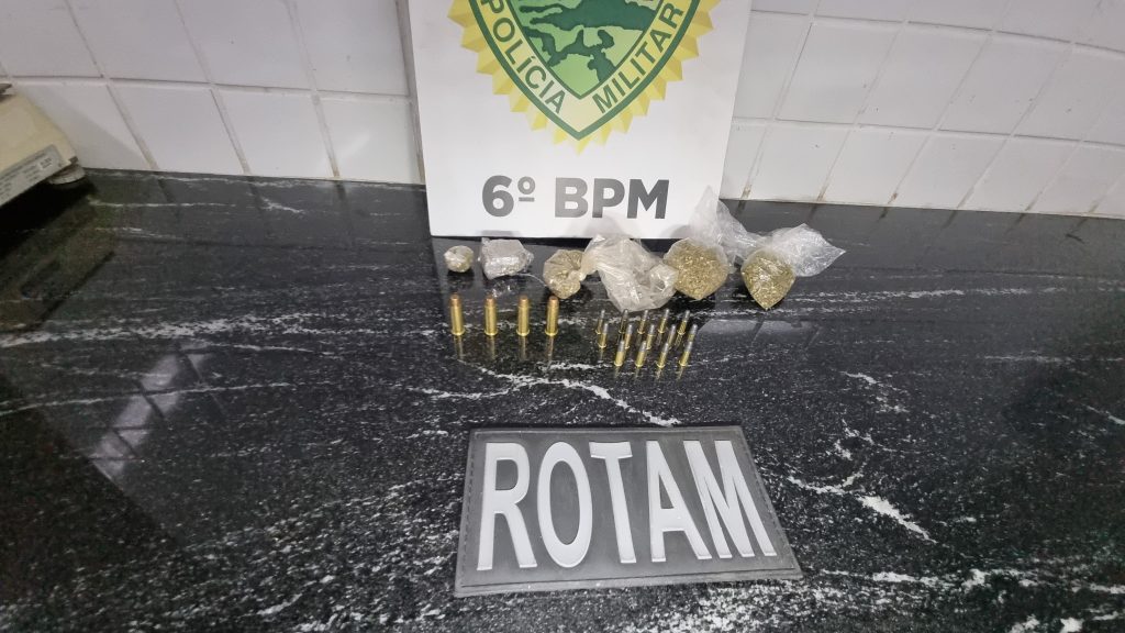 Rotam detém jovem, apreende drogas e munições em Santa Tereza do Oeste