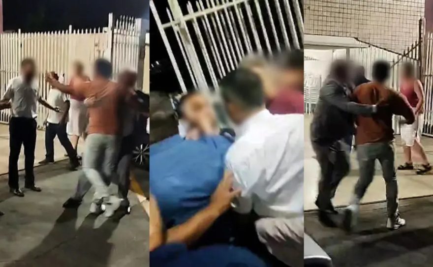 Confusão com pastor acaba em pancadaria em igreja; vídeos mostram a briga