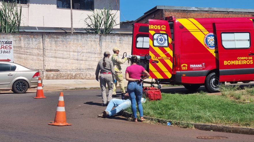 Moto entregador fica ferido em acidente de trânsito no Brasmadeira