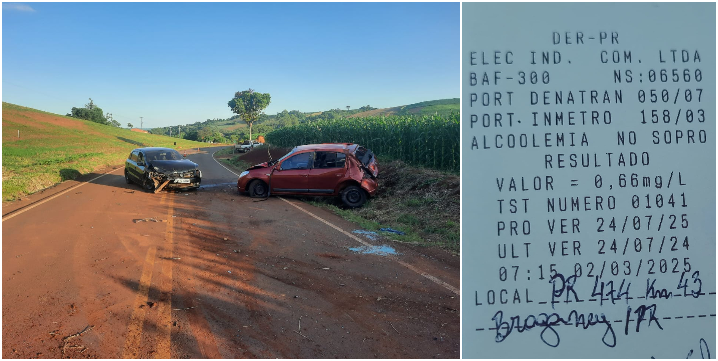 Motorista é detido por embriaguez após se envolver em acidente em Braganey