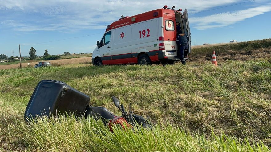 Motociclista fica ferido em acidente na rodovia BR-467, em Cascavel