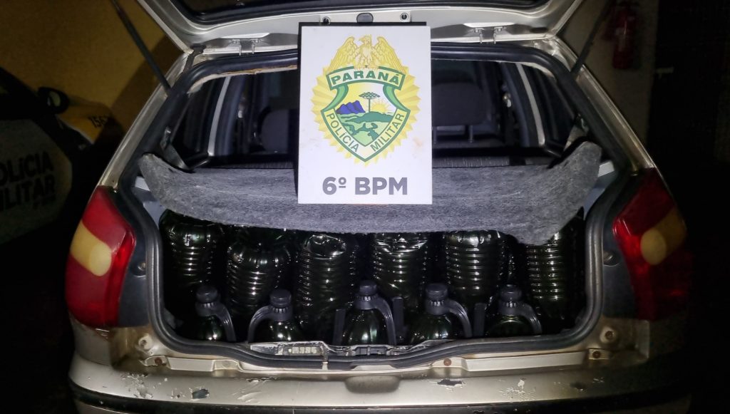 PM apreende Palio forrado com azeite importado na BR-369 em Cascavel