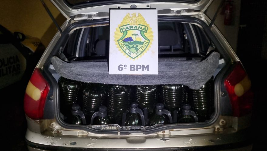 PM apreende Palio forrado com azeite importado na BR-369 em Cascavel