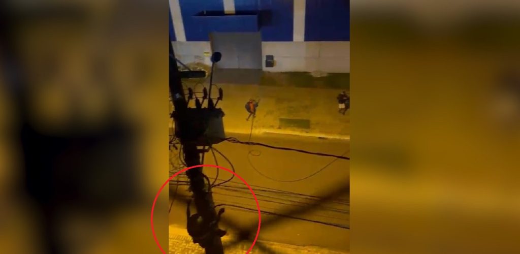 Trio é flagrado em vídeo furtando fiação no bairro Pacaembu