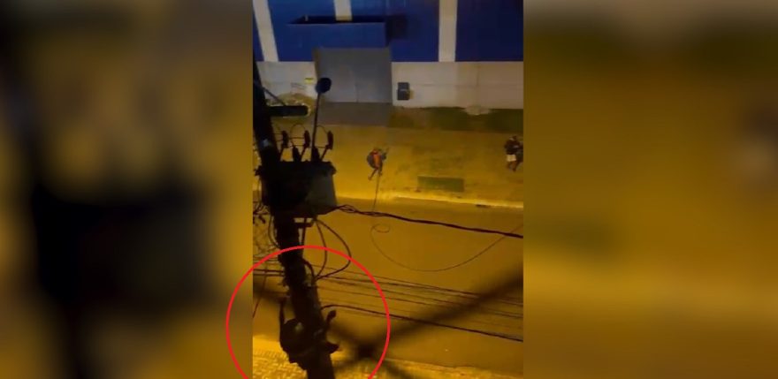 Trio é flagrado em vídeo furtando fiação no bairro Pacaembu