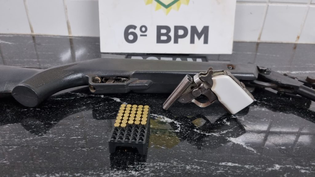 Homem é preso pela Rotam em Lindoeste com garrucha e espingarda calibre 22