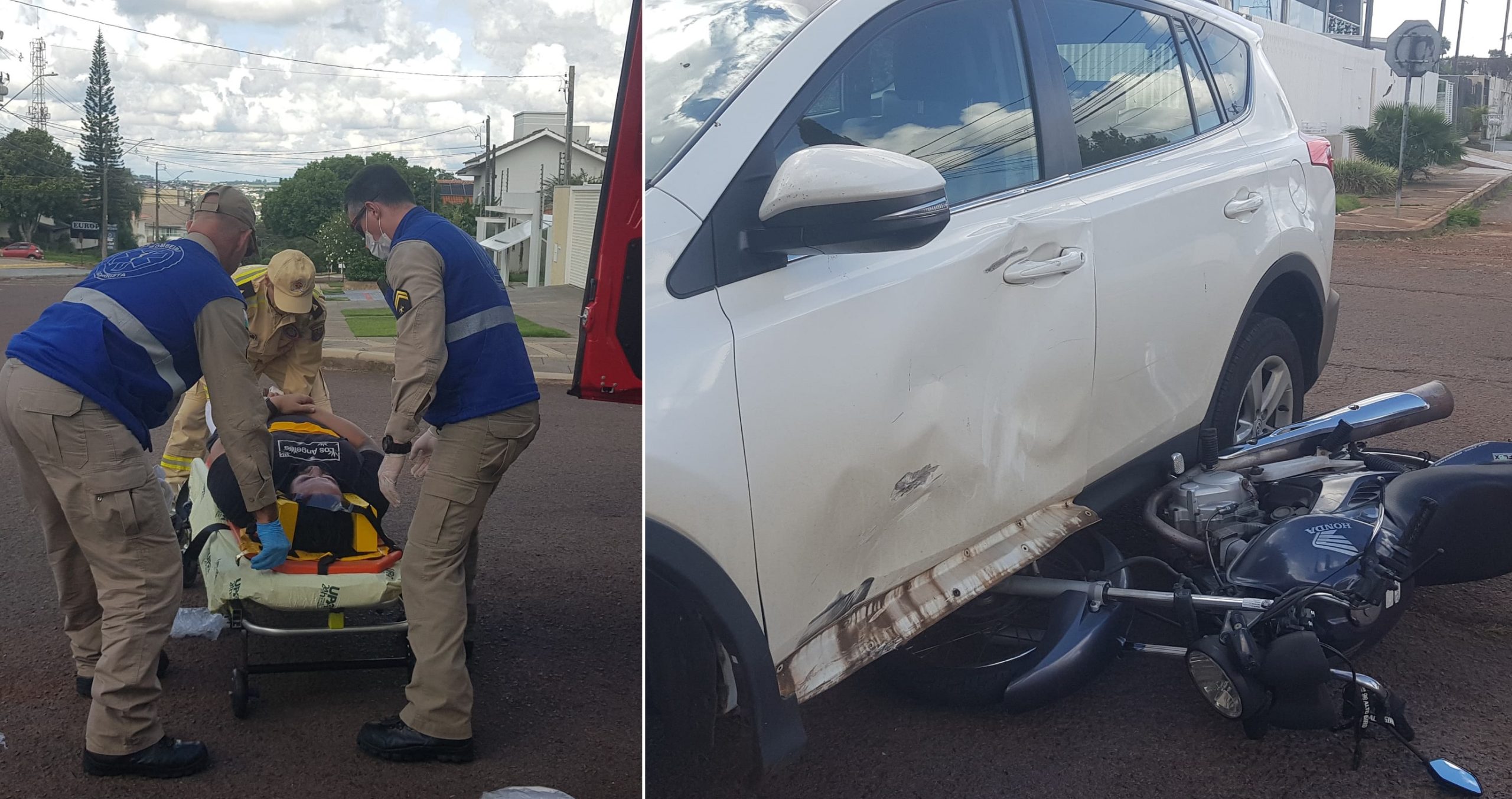 Moto para embaixo de RAV4 em acidente de trânsito no Maria Luiza