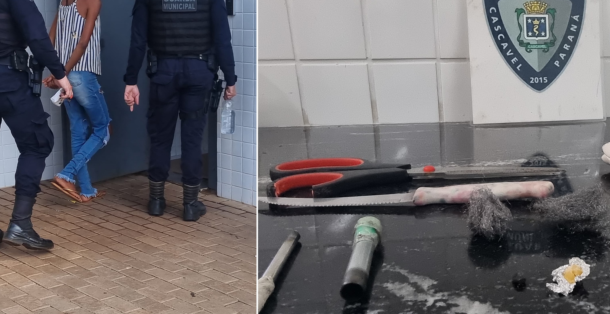 Com crack, faca e tesoura mulher é presa pela Guarda Municipal Com crack, faca e tesoura mulher é presa pela Guarda Municipal