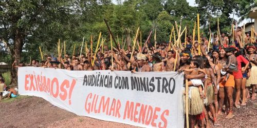 Grupo de munduruku mantém mobilização no Pará contra o marco temporal Imagem referente a Grupo de munduruku mantém mobilização no Pará contra o marco temporal