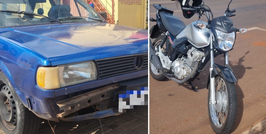 Acidente entre moto e carro é registrado no Santa Cruz