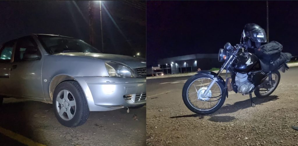 Moto e Fiesta batem na BR-277, no Trevo da Portal