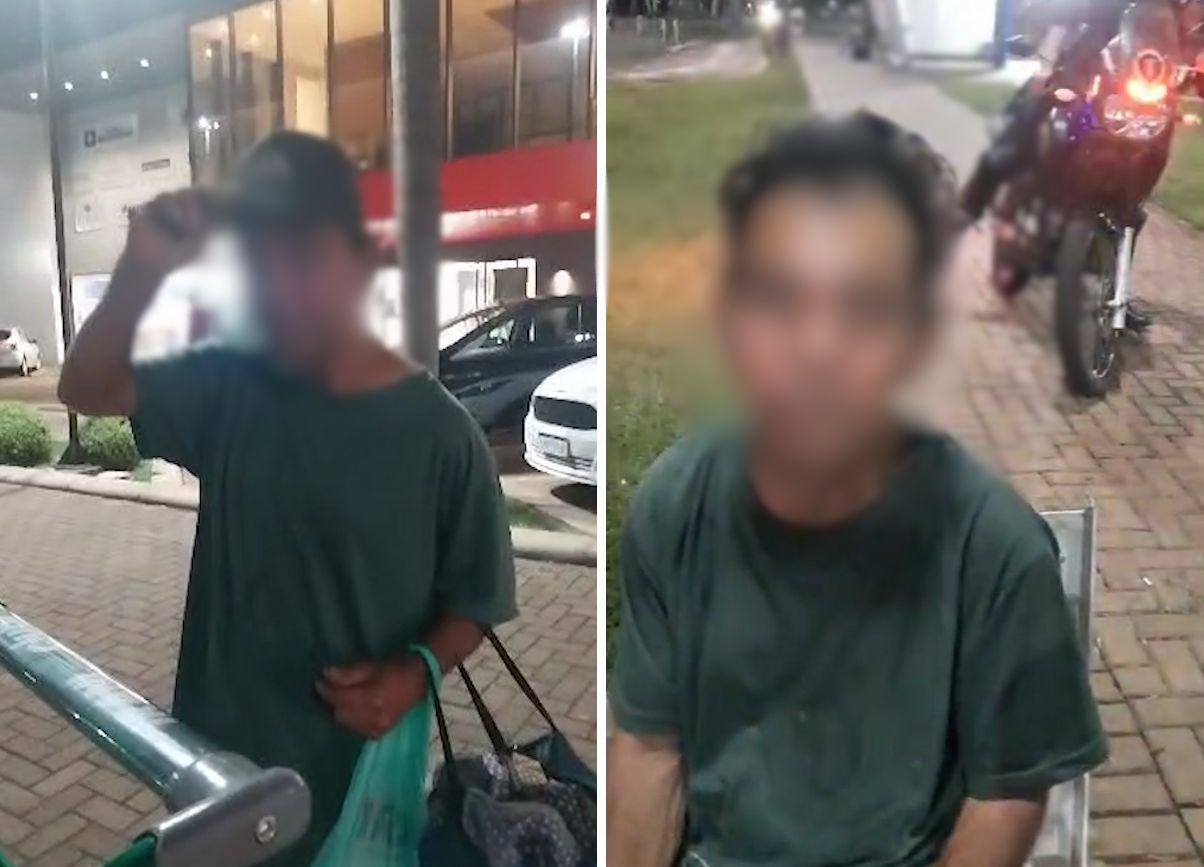 "Tem que ir trabalhar", vídeo mostra mulher reagindo a ameaça de andarilho após negar esmola