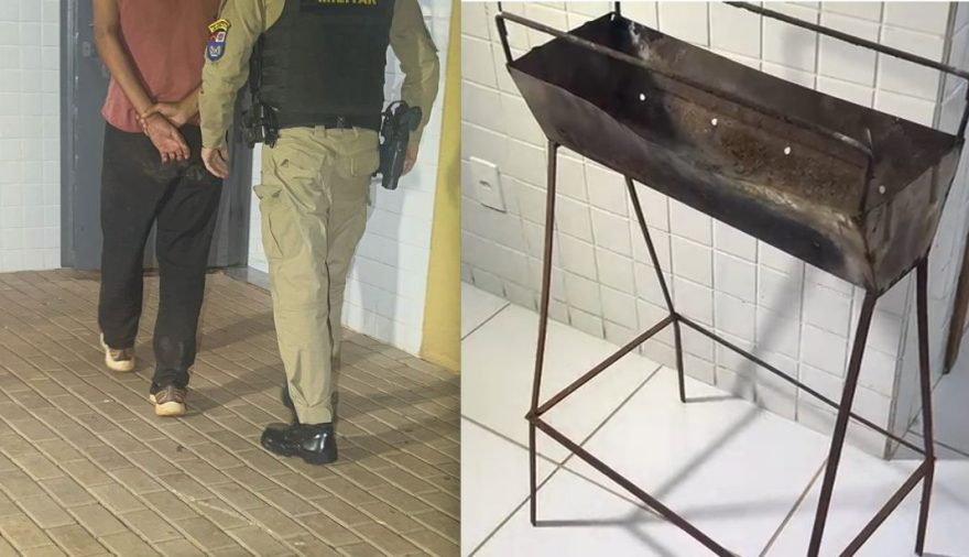 Churrasco cancelado! homem que saiu ontem da cadeia é preso ao furtar churrasqueira