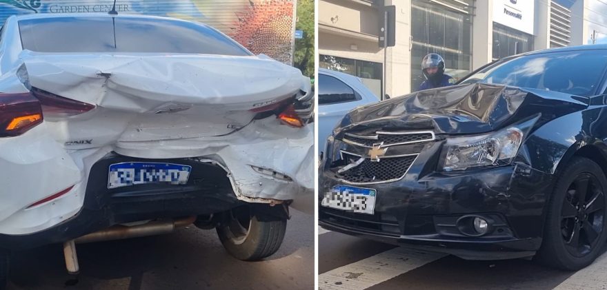Colisão traseira entre Cruze e Onix é registrada no Centro
