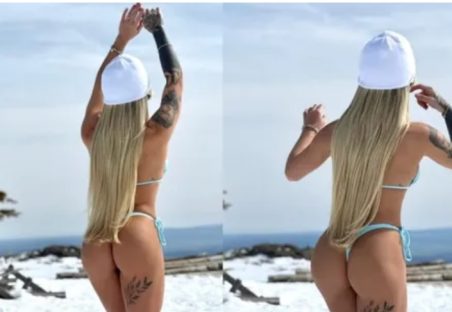 Influenciadora famosa congela o bumbum em ensaio sensual na neve e vai parar no hospital Imagem referente a Influenciadora famosa congela o bumbum em ensaio sensual na neve e vai parar no hospital
