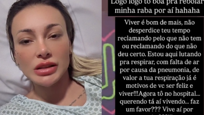“Logo, logo tô boa para rebolar”, diz Andressa Urach após ser internada com pneumonia “Logo, logo tô boa para rebolar”, diz Andressa Urach após ser internada com pneumonia