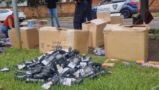 Guarda Municipal encontra mais de 5 mil cigarros eletrônicos em carreta recuperada após assalto