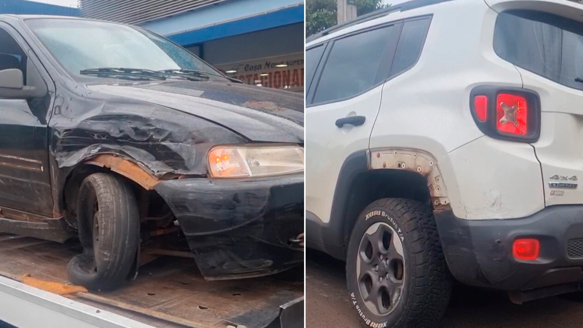 Celta colide em Renegade estacionado no Parque São Paulo