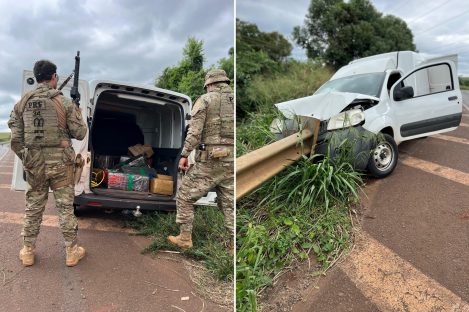 Perseguição, acidente e apreensão na BR-163: PRF retira de circulação mais de 200 kg de maconha Imagem referente a Perseguição, acidente e apreensão na BR-163: PRF retira de circulação mais de 200 kg de maconha