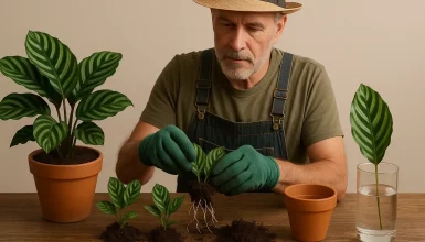 Imagem referente a Mudas de Calathea: aprenda 3 formas simples de propagar a planta