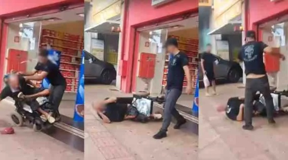Violência chocante: cadeirante é chutado por segurança de loja Violência chocante: cadeirante é chutado por segurança de loja