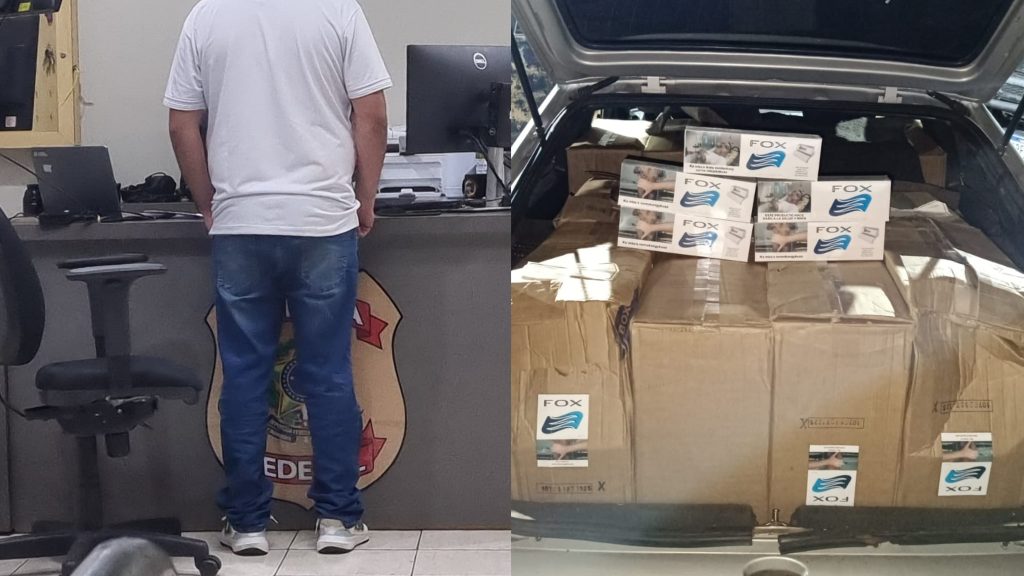 PM apreende Kadett abarrotado com 1,6 mil pacotes de cigarros paraguaios em Cascavel