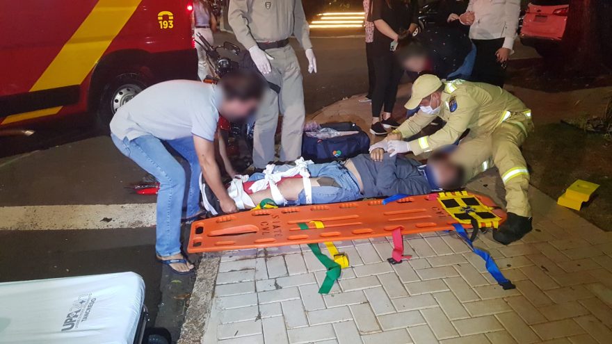 Motociclista fica ferido em acidente na Rua Pernambuco, no Centro