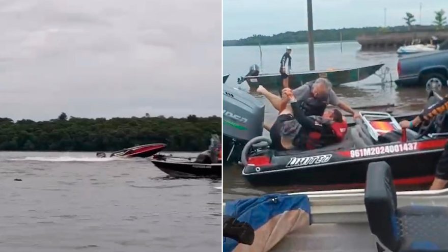 Pai é socorrido em estado grave e filho desaparece na água após acidente em torneio de pesca