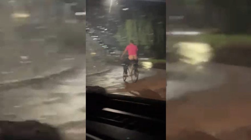 Ciclista faz rolê com a bunda de fora em Cascavel e dá até ‘tchauzinho’ para as câmeras