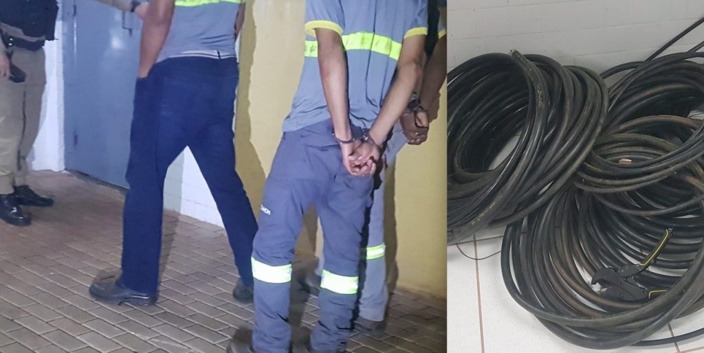 Disfarçados como trabalhadores, três são detidos furtando de cabos de telefonia