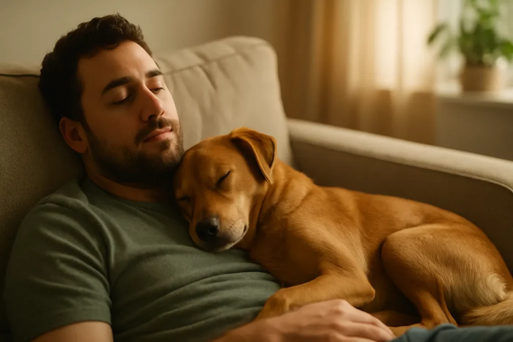 O que significa quando seu cachorro dorme encostado em você e como isso revela o vínculo entre vocês