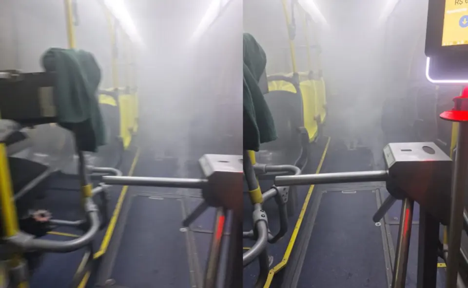Princípio de incêndio em ônibus do transporte coletivo provoca pânico entre passageiros