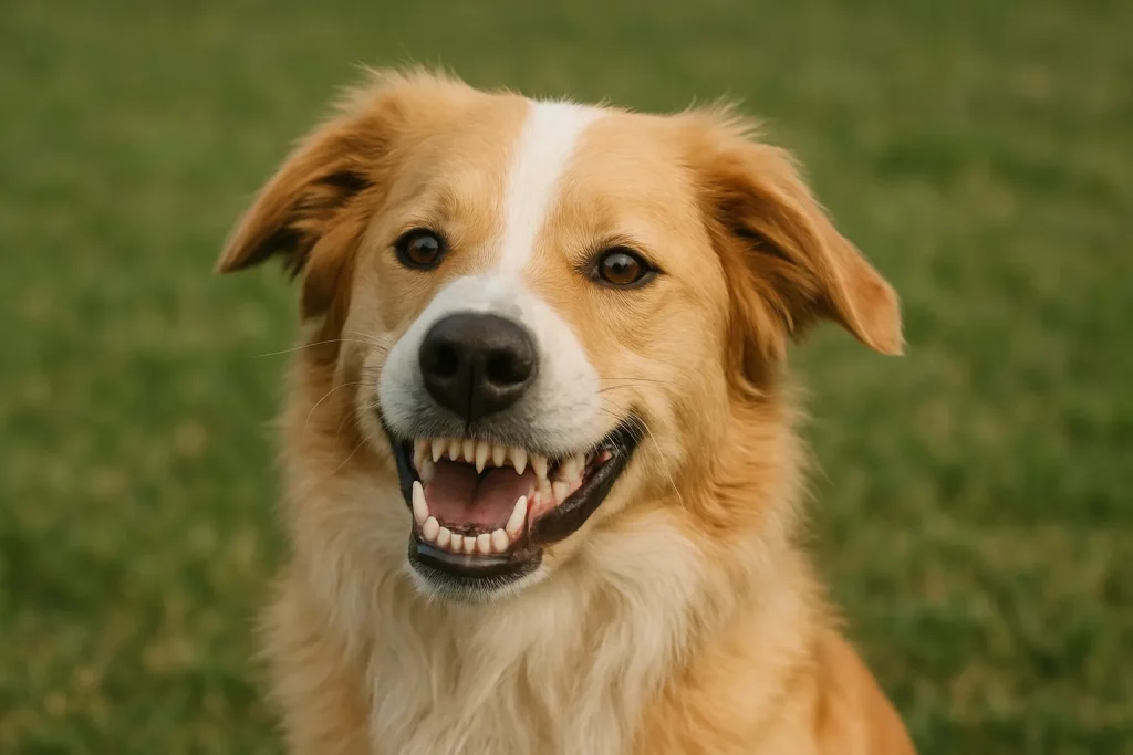 O que significa quando o cachorro mostra os dentes mas não rosna? Entenda o que ele quer dizer