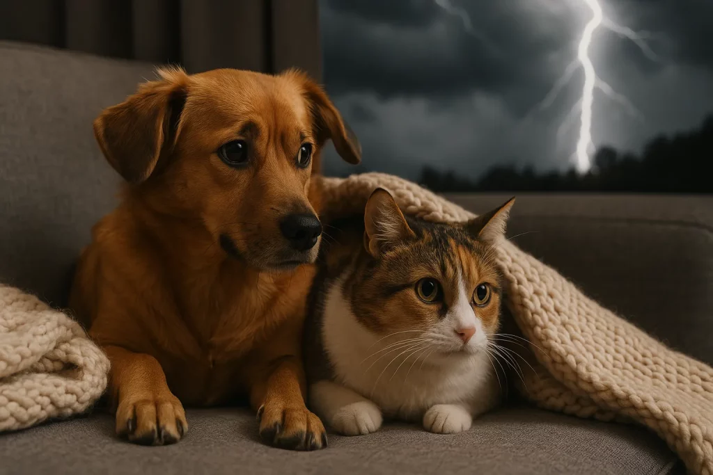 Como lidar com pets que têm medo de fogos ou trovões e proteger seu emocional