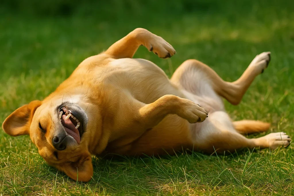 O que significa quando o cachorro deita de barriga para cima