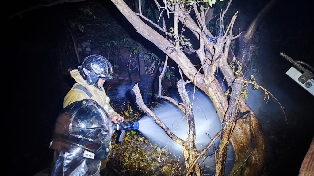 Morador coloca fogo em galhos e chamas assustam vizinhos no bairro Santa Cruz Morador coloca fogo em galhos e chamas assustam vizinhos no bairro Santa Cruz