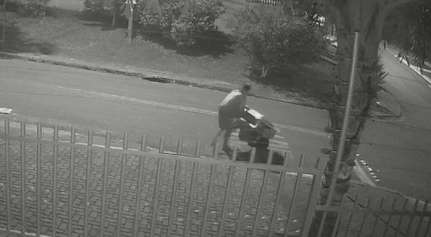 Câmera flagra furto de carrinho de carga, case e caixa de ferramentas no Canadá