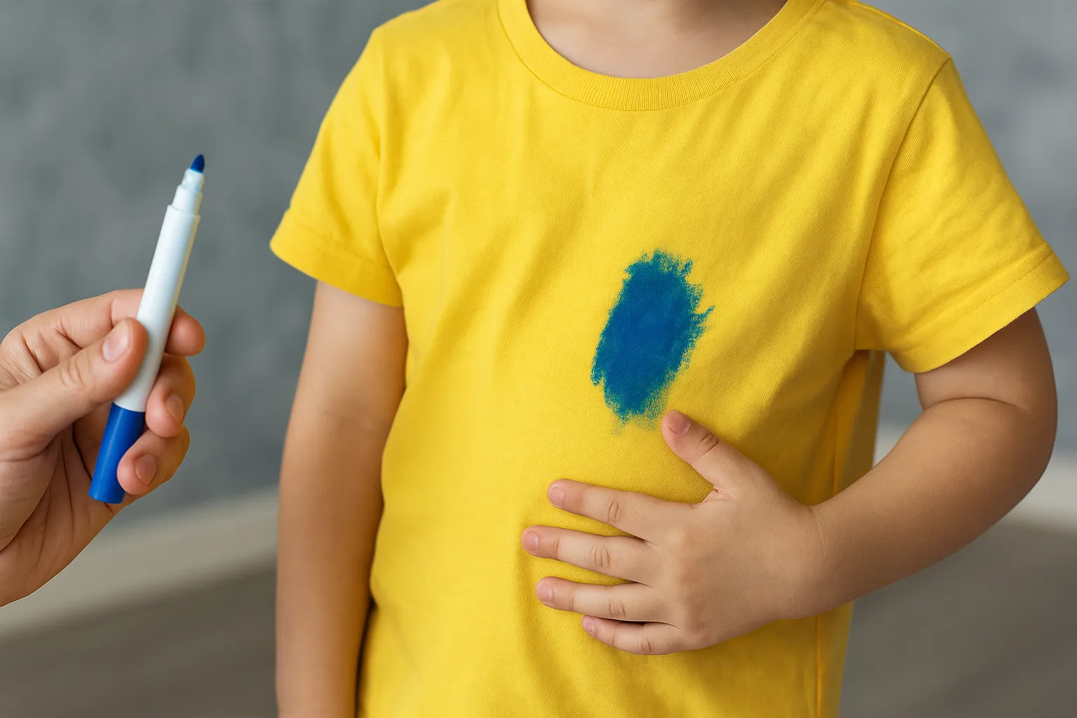 Veja 4 passos para tirar mancha de canetinha de roupa de criança Imagem referente a Veja 4 passos para tirar mancha de canetinha de roupa de criança