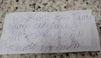 Imagem referente a Carta com tom de despedida é atribuída à mulher socorrida em estado grave na BR-277