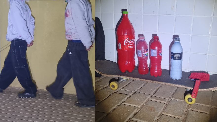 Jovens são flagrados ‘customizando’ interior do Terminal Nordeste com tinta