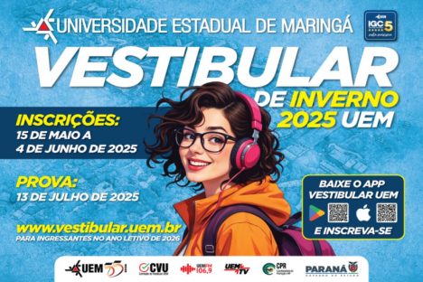 Inscrições para o Vestibular de Inverno da UEM começam nesta quinta; concurso terá 936 vagas Imagem referente a Inscrições para o Vestibular de Inverno da UEM começam nesta quinta; concurso terá 936 vagas