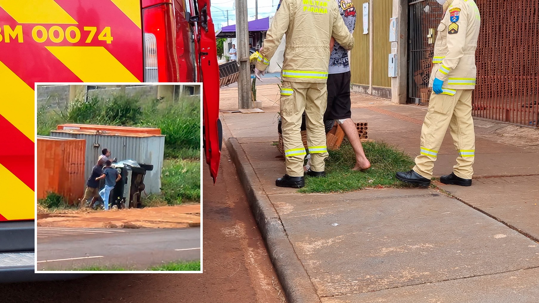 Homem é socorrido após tombamento de veículo no Riviera
