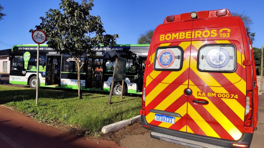 Duas pessoas ficam feridas após colisão entre ônibus e caminhonete na Avenida Barão do Rio Branco